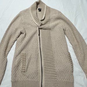 LONG SLEEVE 100% COTTON ZIP UP BEIGE SWEATER MEN SIZE SMALL